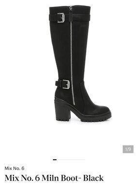 Mix No. 6 Black Knee-High Lug Sole Block Heel Boot